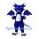 Dragon Mascot Costume in Royal Blue with White Belly Horns and Wings