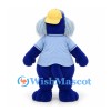 Seal Mascot Costume in Navy with Long Gray Whiskers and Blue Baseball Jersey