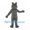 Otter Mascot Costume in Gray with White Belly and Blue Eyes