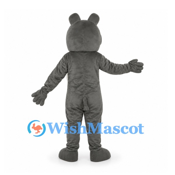Otter Mascot Costume in Gray with White Belly and Blue Eyes