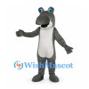 Otter Mascot Costume in Gray with White Belly and Blue Eyes