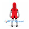 Knight Mascot Costume in Gray Armor with Red Tabard and Plumed Helmet