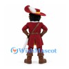 Musketeer Mascot Costume in Burgundy with Mustache Yellow Vest and Sword