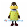 Monkey Mascot Costume in Lime Floral Dress with Gray Neck Scarf