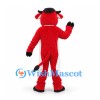 Bull Mascot Costume in Red with White Muzzle and Bow Tie