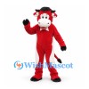 Bull Mascot Costume in Red with White Muzzle and Bow Tie