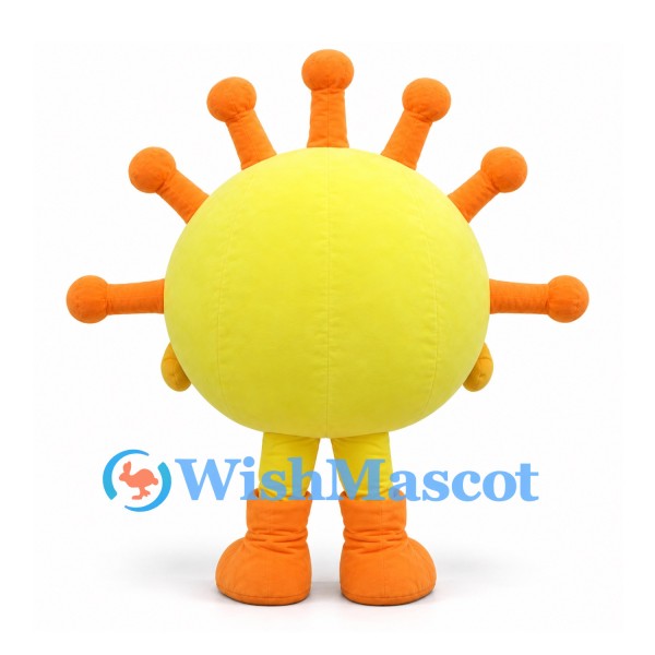 Sun Mascot Costume in Yellow with Orange Rays and Star Detail