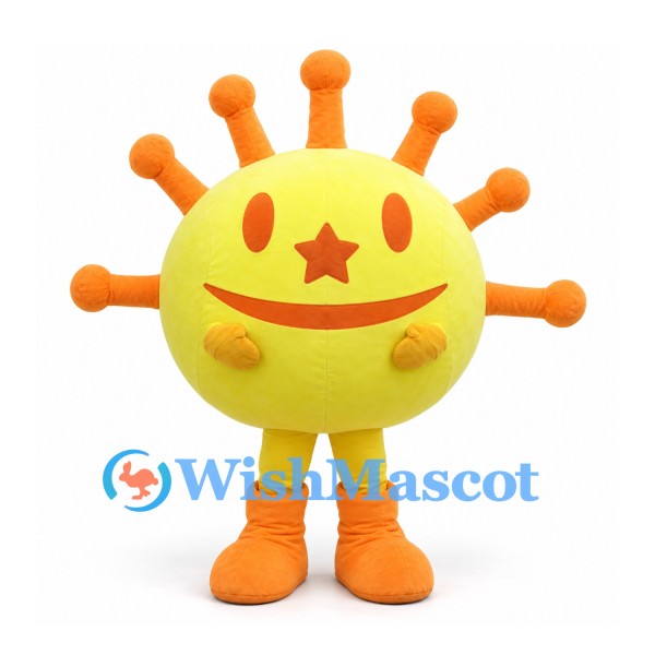 Sun Mascot Costume in Yellow with Orange Rays and Star Detail