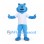 Cat Mascot Costume in Blue with White Shirt and Blue Sports Shorts