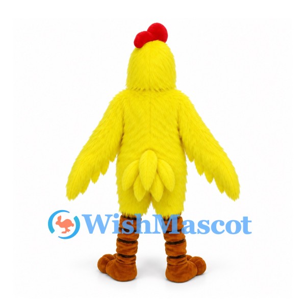 Chicken Mascot Costume in Yellow with Red Comb and Brown Feet