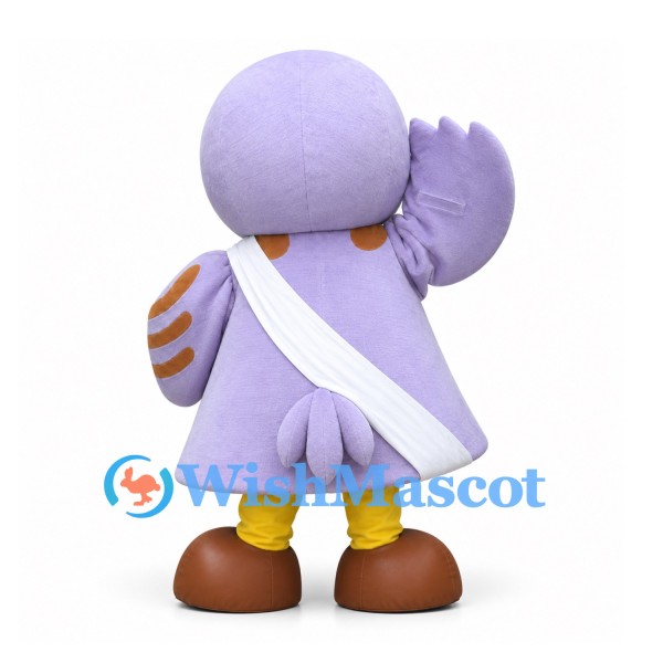 Bird Mascot Costume in Lavender with White Crossbody Sash