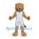 Lion Mascot Costume in Tan with White Basketball Uniform and Blue Trim