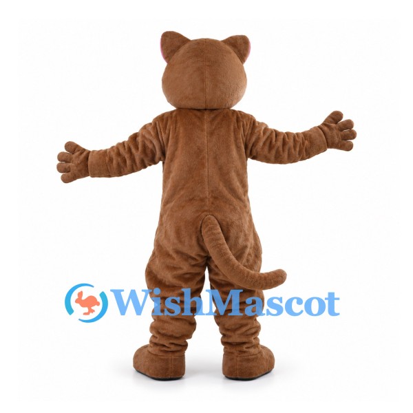 Mouse Mascot Costume in Brown with White Belly and Pink Ears