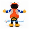 Bee Mascot Costume in Orange Pumpkin Shirt with Blue Sleeves