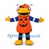Bee Mascot Costume in Orange Pumpkin Shirt with Blue Sleeves