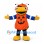 Bee Mascot Costume in Orange Pumpkin Shirt with Blue Sleeves