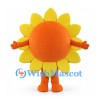Sunflower Mascot Costume in Orange with Yellow Petals and Blue Eyes