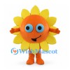 Sunflower Mascot Costume in Orange with Yellow Petals and Blue Eyes