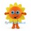 Sunflower Mascot Costume in Orange with Yellow Petals and Blue Eyes