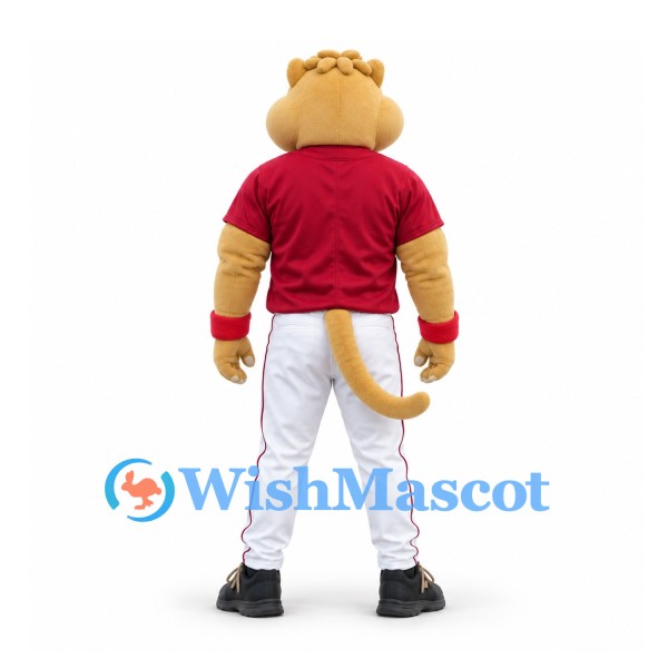 Cougar Mascot Costume in Tan with Red Shirt White Trousers and Red Nose