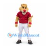 Cougar Mascot Costume in Tan with Red Shirt White Trousers and Red Nose