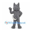 Wolf Mascot Costume in Gray with White Chest and Large Blue Eyes