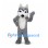 Wolf Mascot Costume in Gray with White Chest and Large Blue Eyes