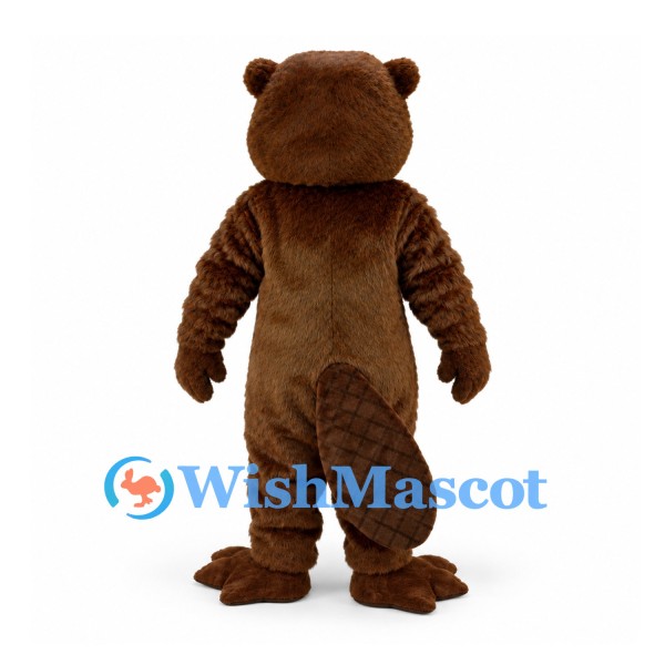 Beaver Mascot Costume in Brown with Long Front Teeth and Flat Tail