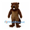 Beaver Mascot Costume in Brown with Long Front Teeth and Flat Tail