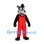 Wolf Mascot Costume in Black and Gray with Red Overalls
