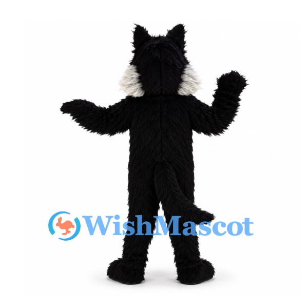 Wolf Mascot Costume in Black and White with Large Blue Eyes