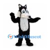 Wolf Mascot Costume in Black and White with Large Blue Eyes