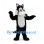 Wolf Mascot Costume in Black and White with Large Blue Eyes