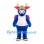 Dragon Mascot Costume in Blue with Pink Wings White Sports Shirt and Star Antennae