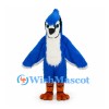 Blue Jay Mascot Costume in Blue with White Face and Orange Feet