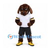 Dog Mascot Costume in Brown with White Sports Shirt and Black Shorts