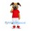 Dog Mascot Costume in Tan with Red Shirt and White Trousers