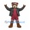 Bear Mascot Costume in Brown with Black Jacket Burgundy Sports Shorts and Headband