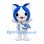 Cat Mascot Costume in Blue and White with Crossbody Fish Bag