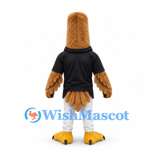 Eagle Mascot Costume in Brown with Long Neck Black Shirt and White Shorts