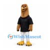 Eagle Mascot Costume in Brown with Long Neck Black Shirt and White Shorts