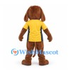 Dog Mascot Costume in Brown with Yellow Shirt and Long Floppy Ears