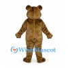 Bear Mascot Costume in Brown with Round Face and Waving Paws
