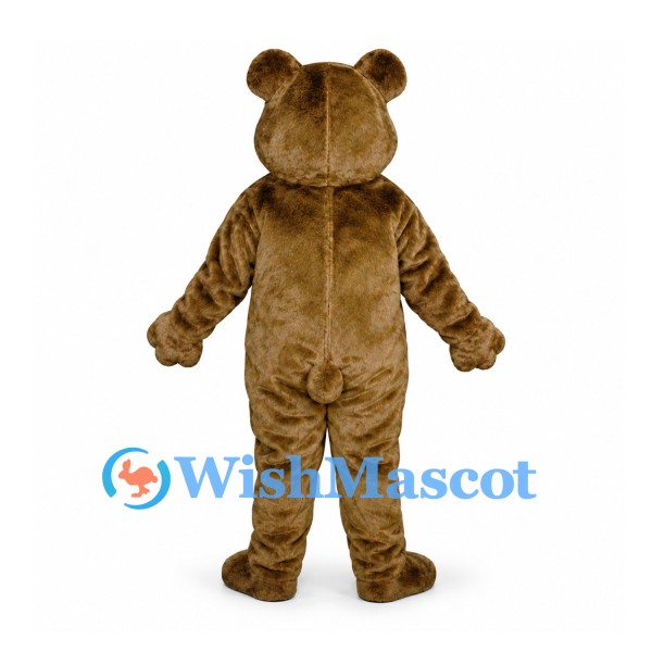 Bear Mascot Costume in Brown with Round Face and Waving Paws