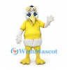 Eagle Mascot Costume in White with Yellow Polo Shirt Shorts and Cap