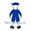 Patriot Mascot Costume in Blue and Cream with Gray Wig and Tricorn Hat