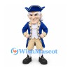 Patriot Mascot Costume in Blue and Cream with Gray Wig and Tricorn Hat