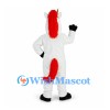 Unicorn Mascot Costume in White with Red Mane and Gold Horn