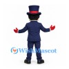 Gentleman Mascot Costume with Navy Suit and Tall Top Hat