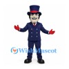 Gentleman Mascot Costume with Navy Suit and Tall Top Hat